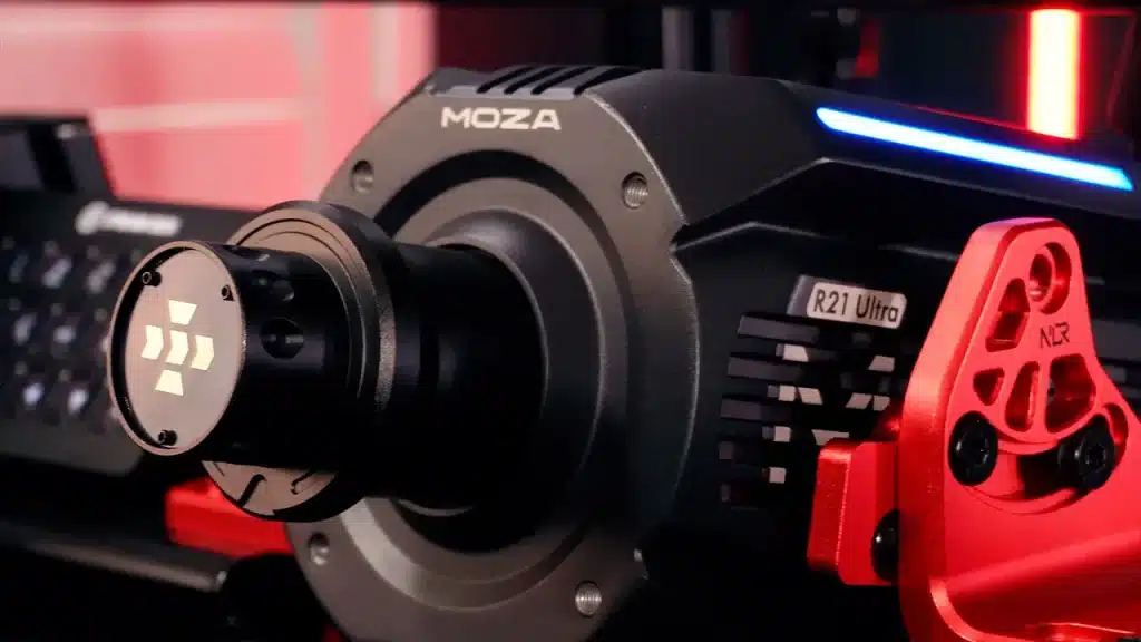 MOZA R21 Ultra quick release mounted to sim rig